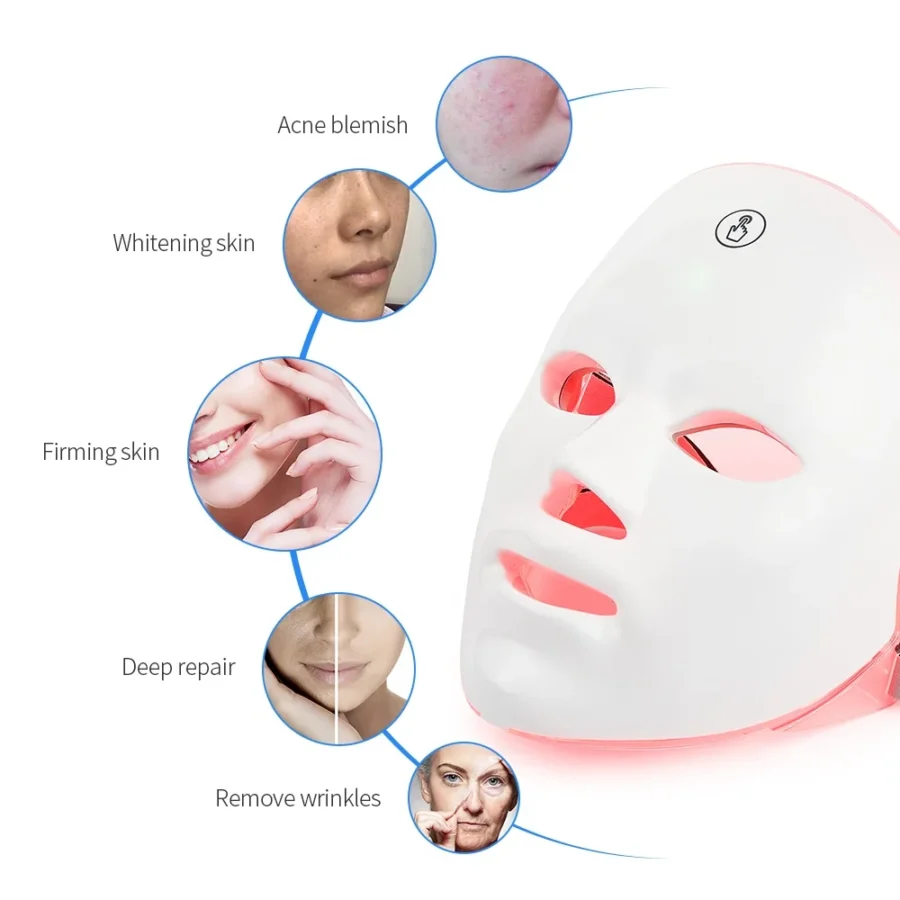 Rechargeable Facial LED Mask 7 Colors LED Photon Therapy Beauty Mask Skin Rejuvenation Home Face Lifting Whitening Beauty Device - Image 3