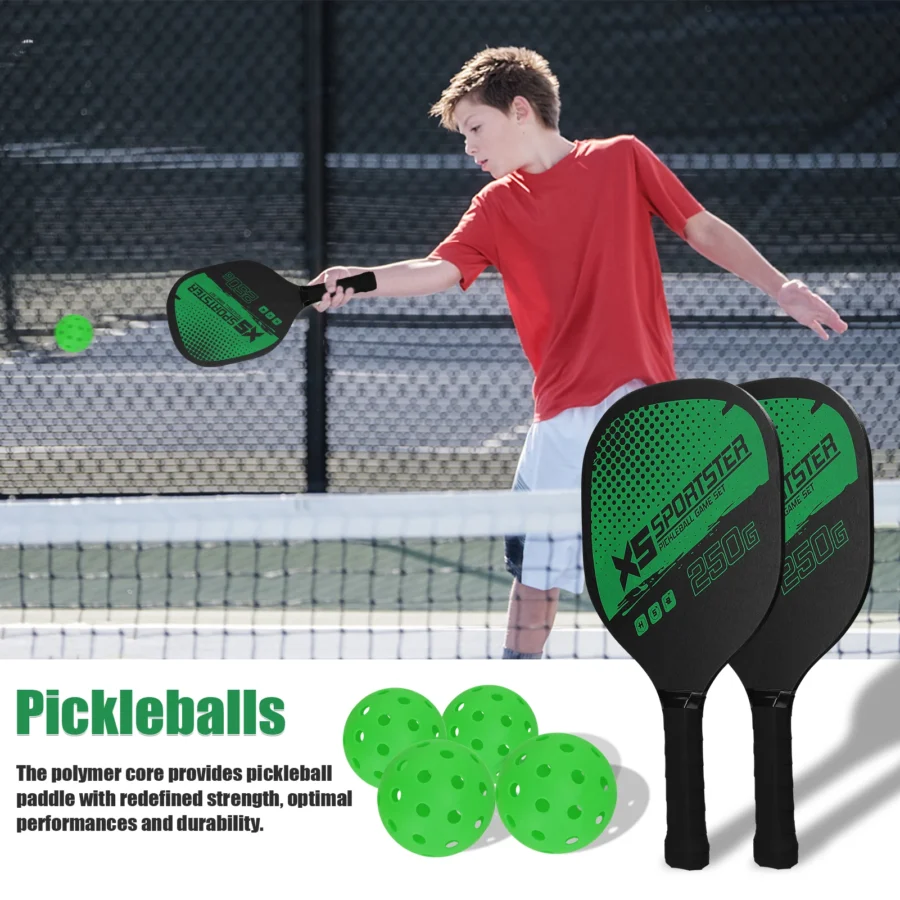 Pickleball Rackets Set Pickleball Paddle Set of 2 Rackets & 4 Pickleballs Balls Pickle-Ball Racquet with Balls Sports Accessory - Image 2