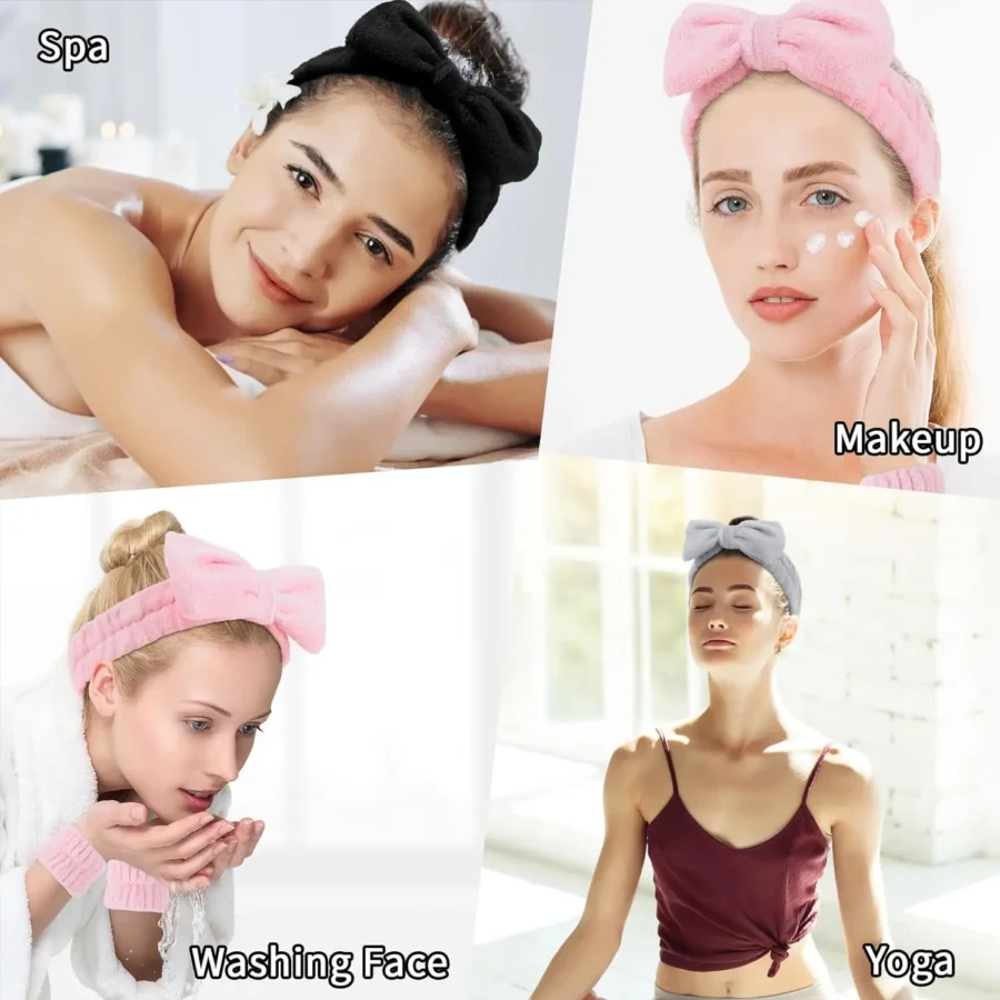 Women Girls Beauty Tool Kit Silicone Facial Cleansing Brush 3Pcs Spa Yoga Headband Make Your Life More Convenient - Image 4