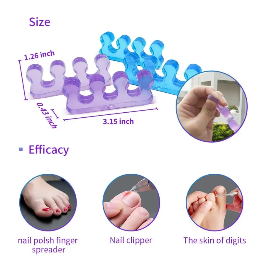 2pcs (1pair)Soft Silicone Finger Toe Separator Soft-Silicon 5 Colors Flexible Finger Toe Spacers for Nail Polish Pedicure Tools - Image 6