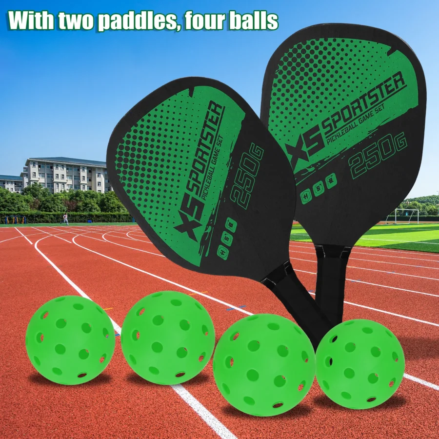 Pickleball Rackets Set Pickleball Paddle Set of 2 Rackets & 4 Pickleballs Balls Pickle-Ball Racquet with Balls Sports Accessory - Image 3