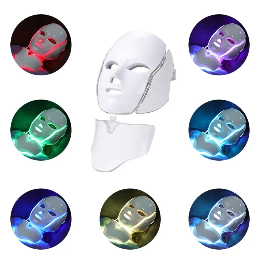 7 Colors LED Facial Mask with Neck LED Light Therapy Mask Skin Rejuvenation Anti Acne Beauty Device Face Lifting Firm Massager - Image 3