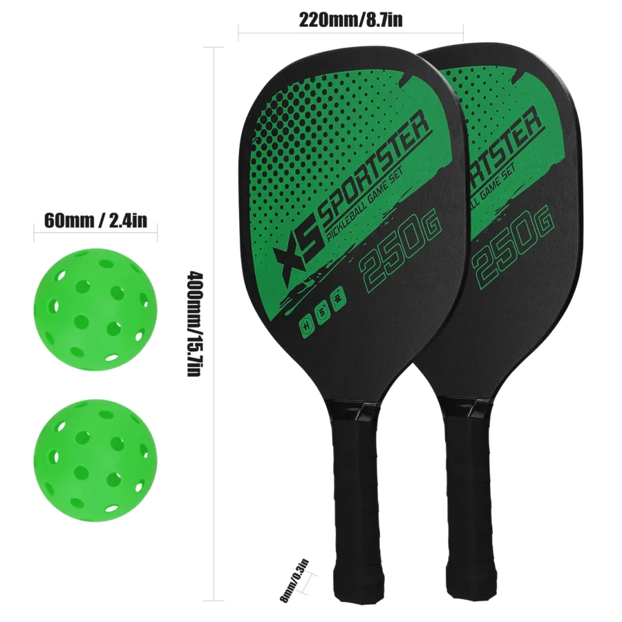 Pickleball Rackets Set Pickleball Paddle Set of 2 Rackets & 4 Pickleballs Balls Pickle-Ball Racquet with Balls Sports Accessory - Image 6