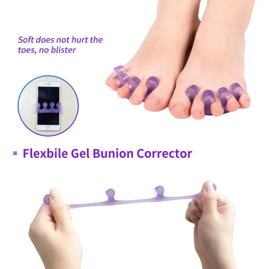 2pcs (1pair)Soft Silicone Finger Toe Separator Soft-Silicon 5 Colors Flexible Finger Toe Spacers for Nail Polish Pedicure Tools - Image 4