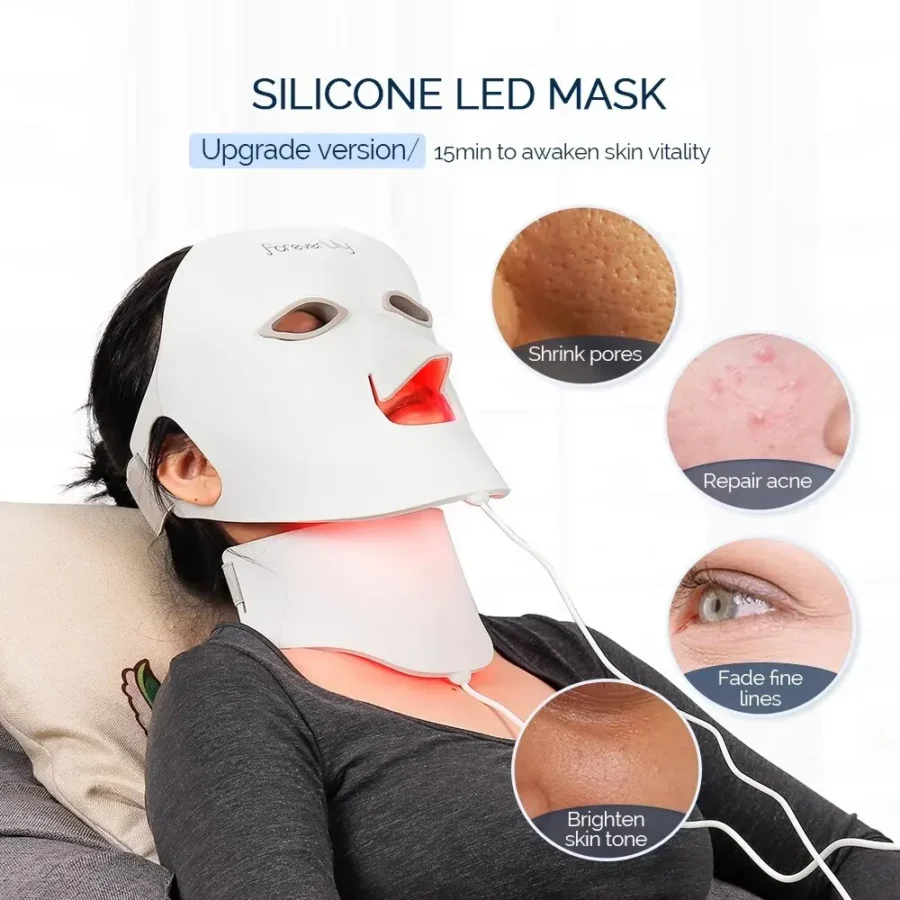 Foreverlily Face Neck Silicone LED Mask 7 Colors LED Light Photon Therapy 3D Flexible Facial Beauty Mask Skin Brighten Skin Care - Image 2