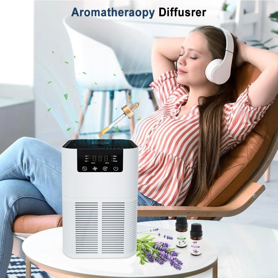 Air Purifier Smoke Odor Negative Ion Generator with Aromatherapy Air Cleaner for Household HEPA Filter Efficient Purifying Air - Image 3