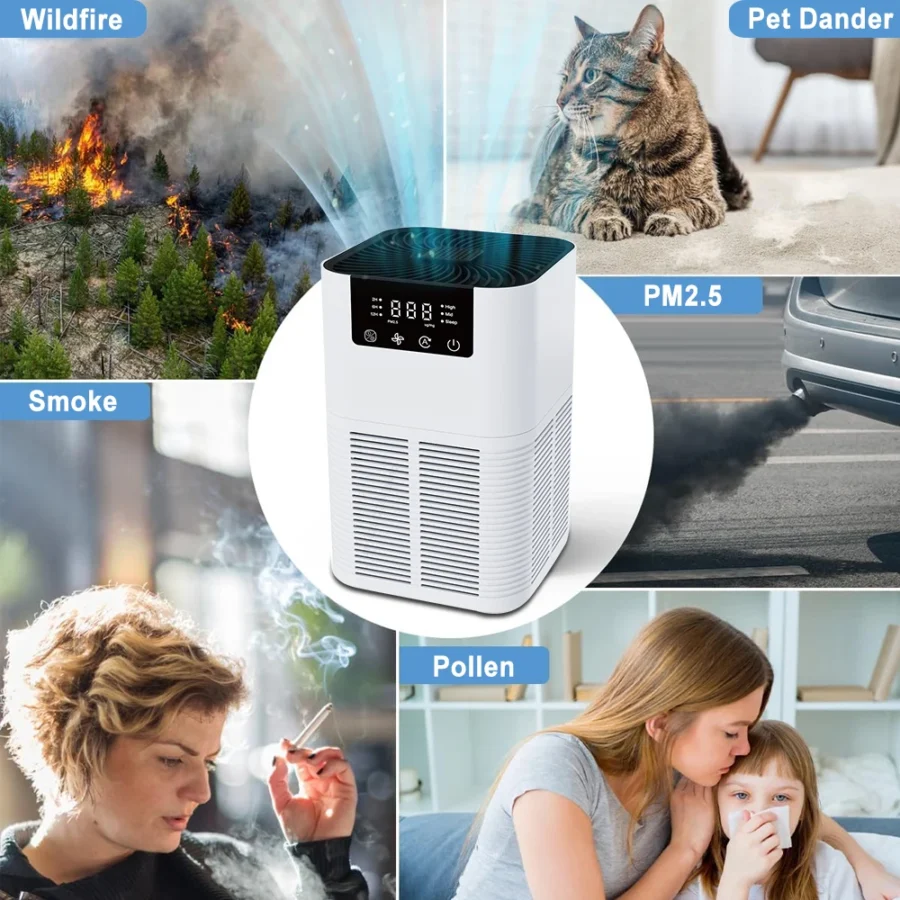 Air Purifier Smoke Odor Negative Ion Generator with Aromatherapy Air Cleaner for Household HEPA Filter Efficient Purifying Air - Image 2